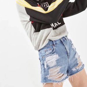 Topshop Moto Mom Ripped Shorts